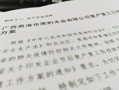 广西贵港建筑模板厂家黑豹木业复工申请